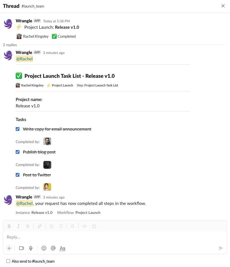 Wrangle Slack Workflow Thread in Slack